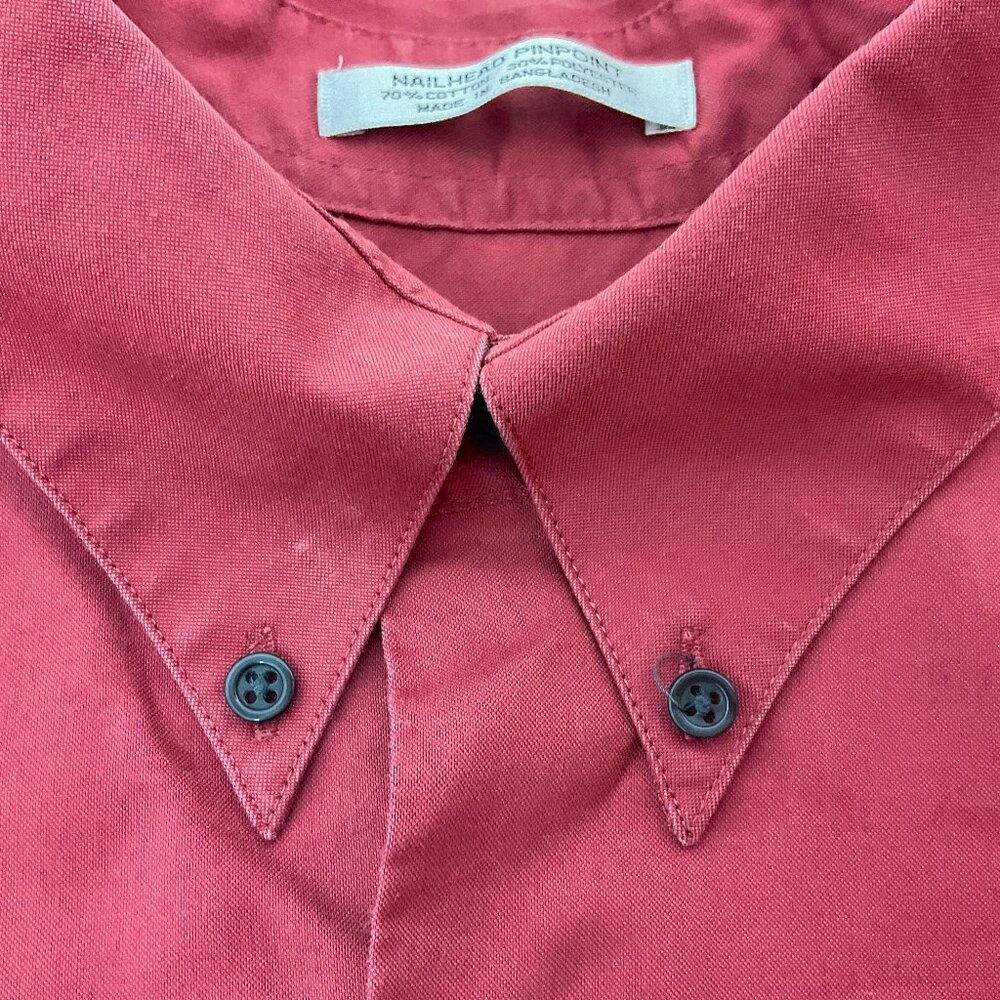 Van Heusen Mens 15 1/2 32/33 Button Down Long Sleeve Nailhead Pinpoint Shirt